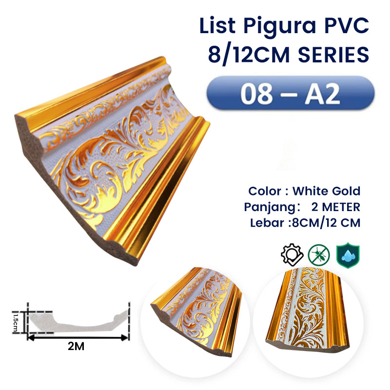 List Plafon PVC 2 Meter Wall Moulding List Pigura PVC Premium Anti Rayap Dan Anti Air