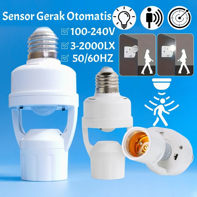 Fitting Lampu Bohlam Sensor Gerak Otomatis Bohlam Sensor 60w PIR Fitting Berkualitas Gerak Otomatis 
