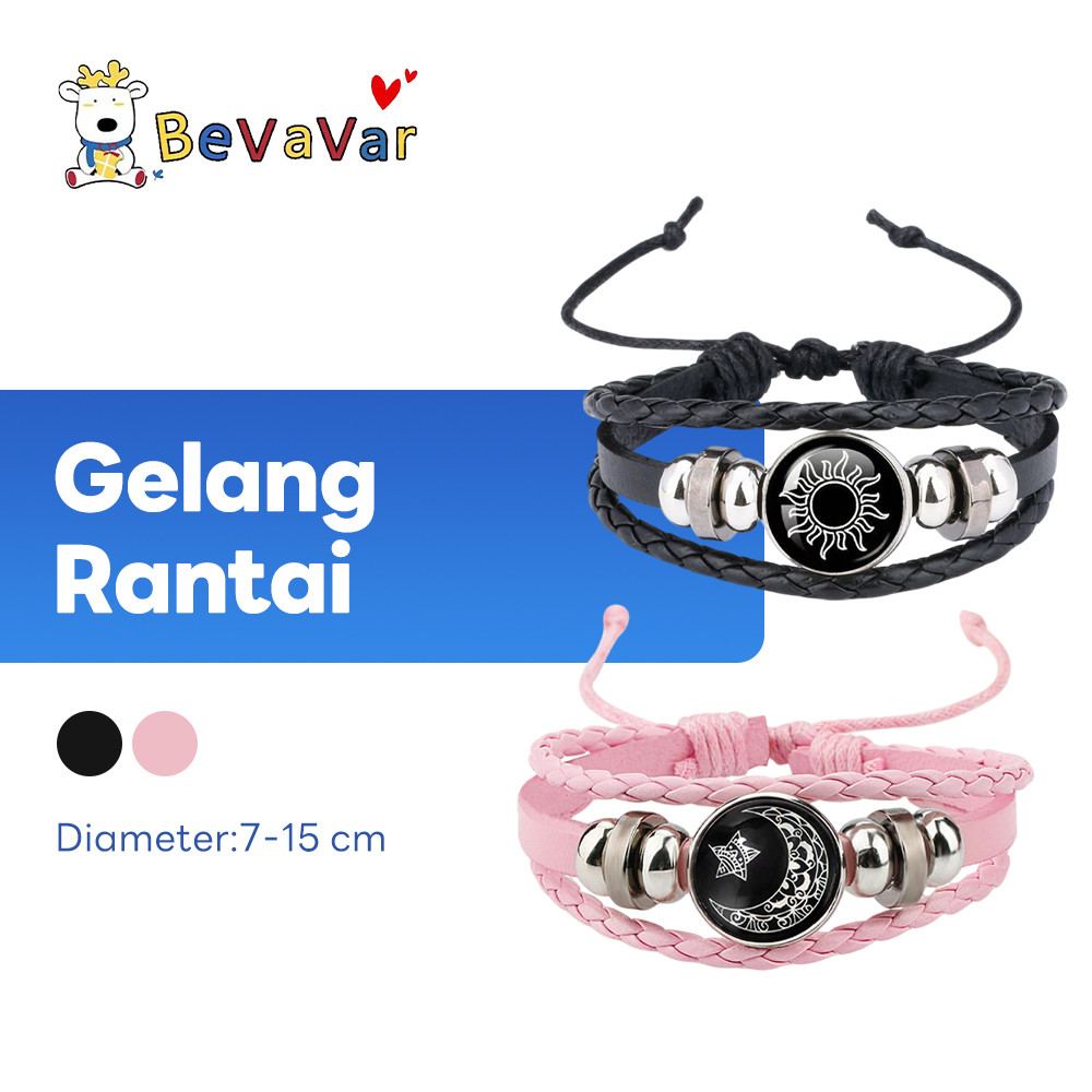 BEVAVAR Gelang Couple Kekasih Matahari dan Bulan Gelang Matahari dan Bulan Kulit Gelang Couple Pasan