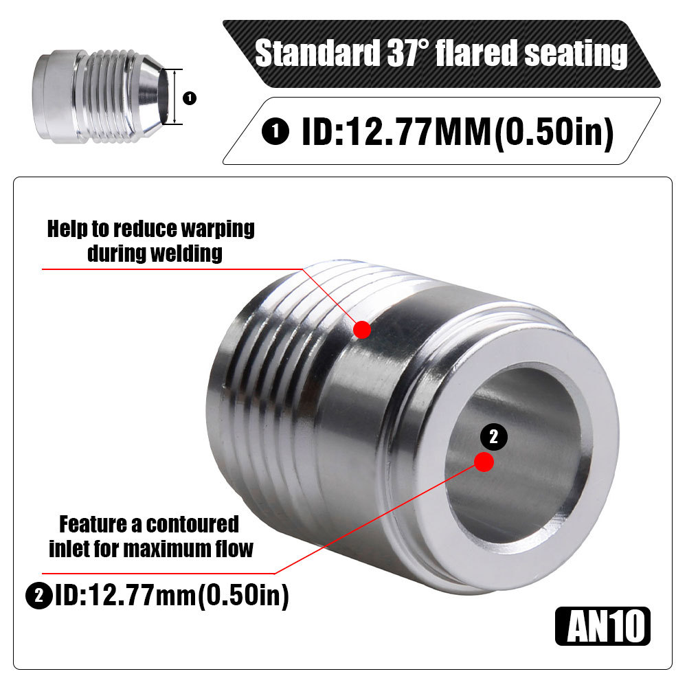 AN6 AN8 AN10 Aluminum Nitrous Hose Fitting Male Billet Straight Male Weld Fitting Adapter Weld Bung
