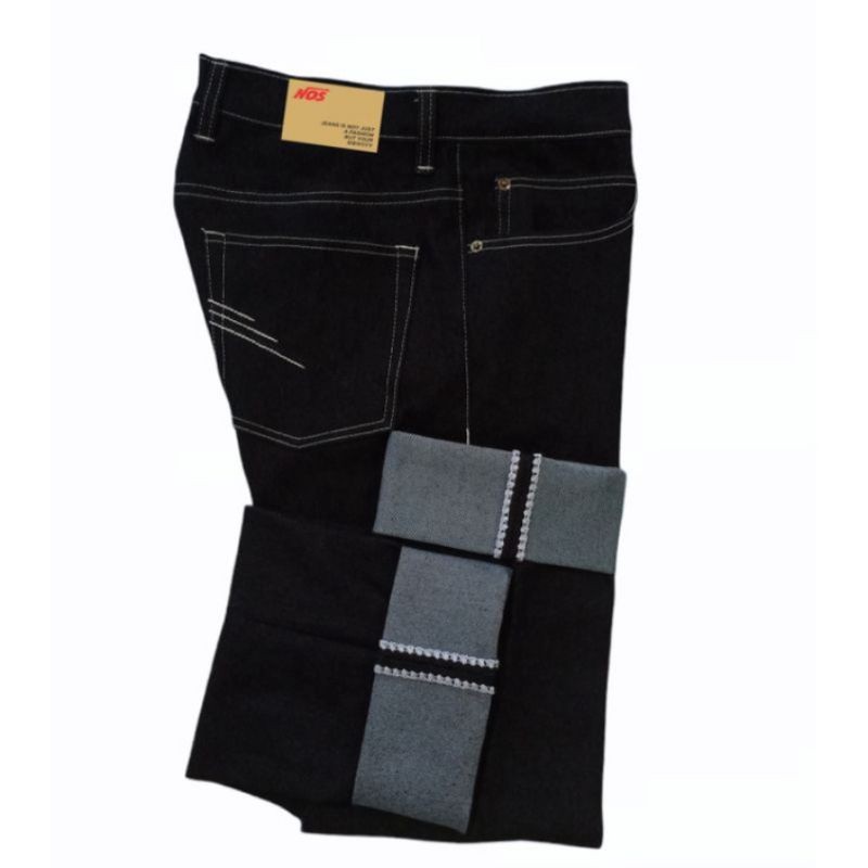 BIG SALE raw denim selvedge shell stitch black indigo 14oz ( READY SIZE 26 S/D 40)