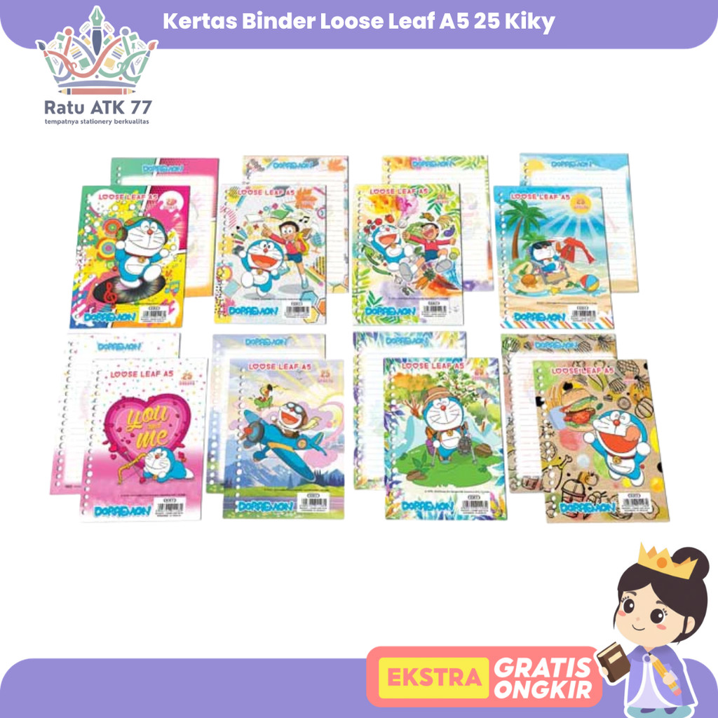 Kiky Kertas Binder Loose Leaf A5 25 Kiky Motif Fancy  - SATUAN SHRAT