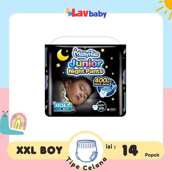CLICKNSHOP30 XXL28 - Mamypoko Junior Night Pants XXL 28 Diapers Popok Bayi - XXL 14 BOY, ECERAN TERL
