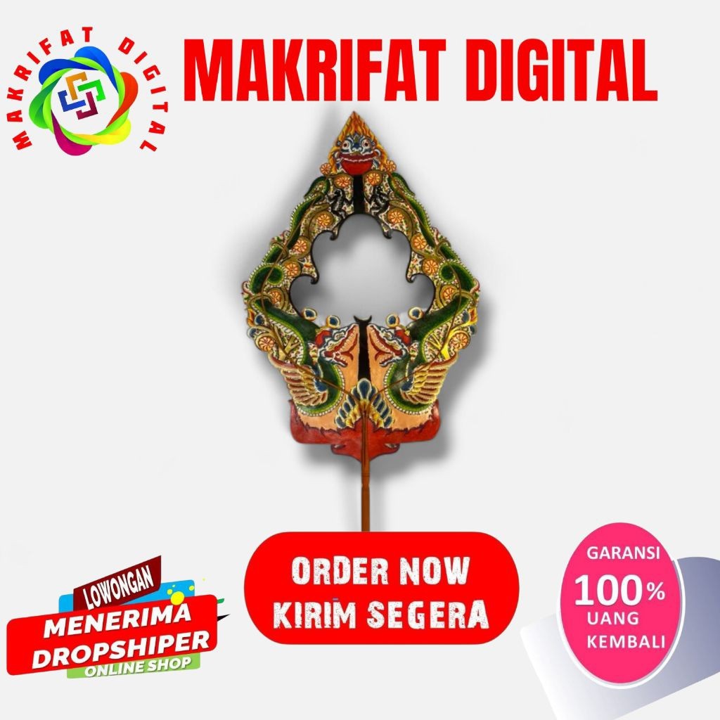 MAKRIFAT DIGITAL Wayang Kulit Gunungan Bolong 60cm Asli Kulit Sapi Tatah Sungging Standar Pedalangan