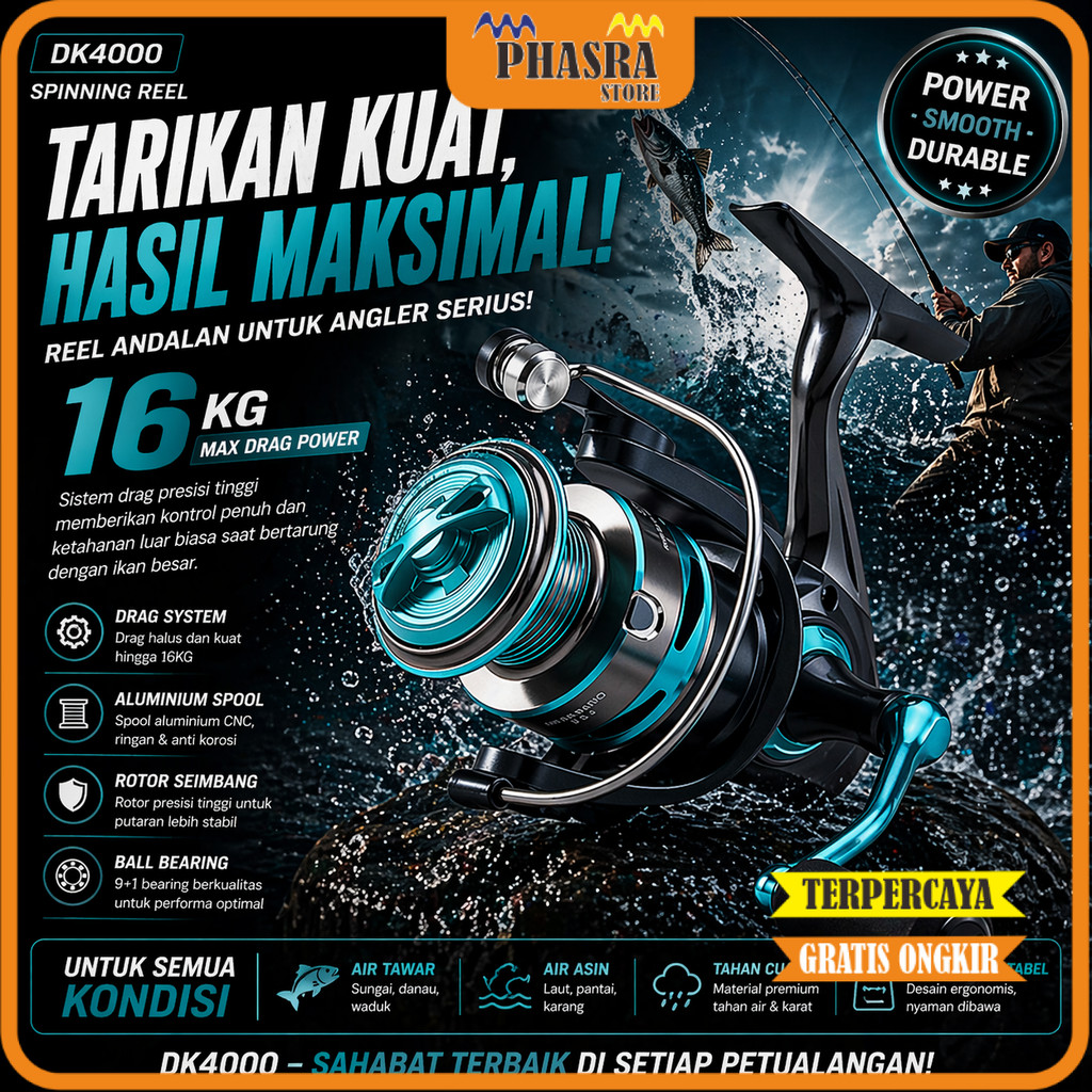 DK Reel Pancing Spinning Fishing Reel - DK4000 -PHASRA-