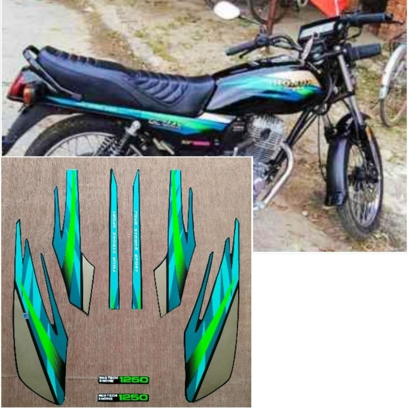 Striping Original Honda GL Pro hitam Lis hijau tahun 1996 1997