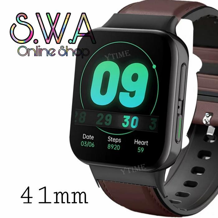 Strap Kulit Leather Silikon Rubber Band Tali Jam Oppo Watch 41mm Acc - BLACK RED