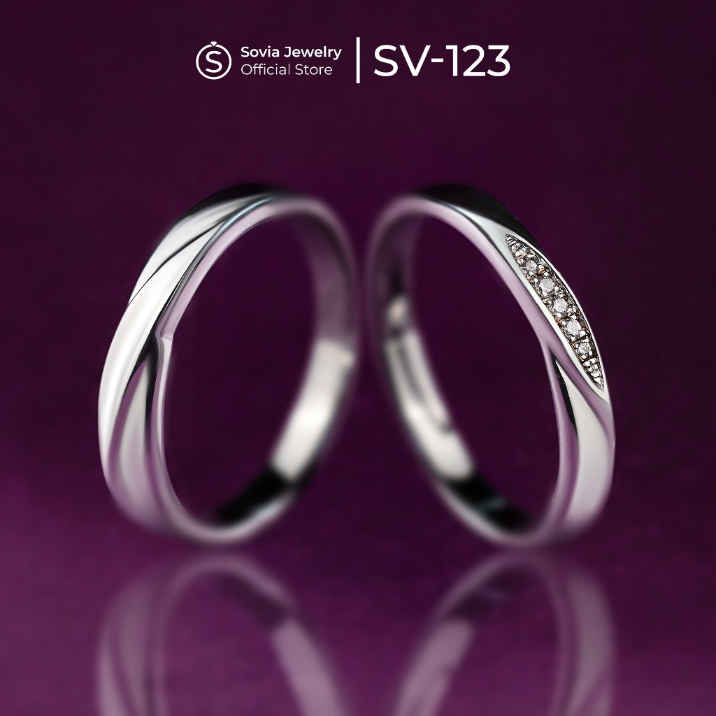Sovia Jewelry - Cincin Couple Kawin Nikah Lamaran Palladium 50% & Emas Putih 75% Desain SV-123