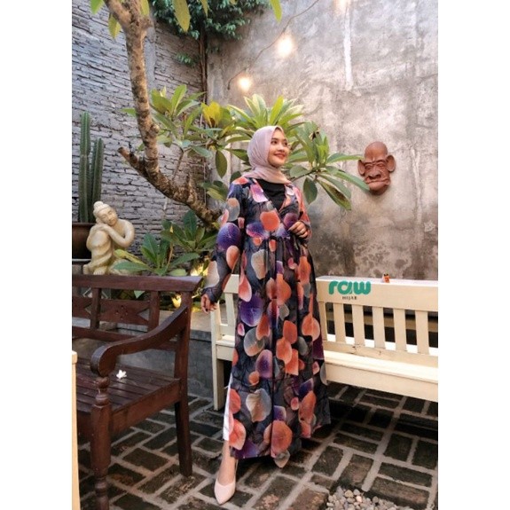 RISAOSHOP Outer Zara Rayon Viscose Motif Bunga Adem