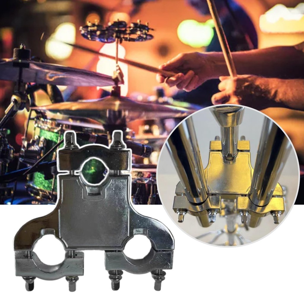 Dudukan Drum Three Hole Clamp Rak Drum Clip Drum 3 Eye Double Clamp Holder Bahan Logam Anti Karat