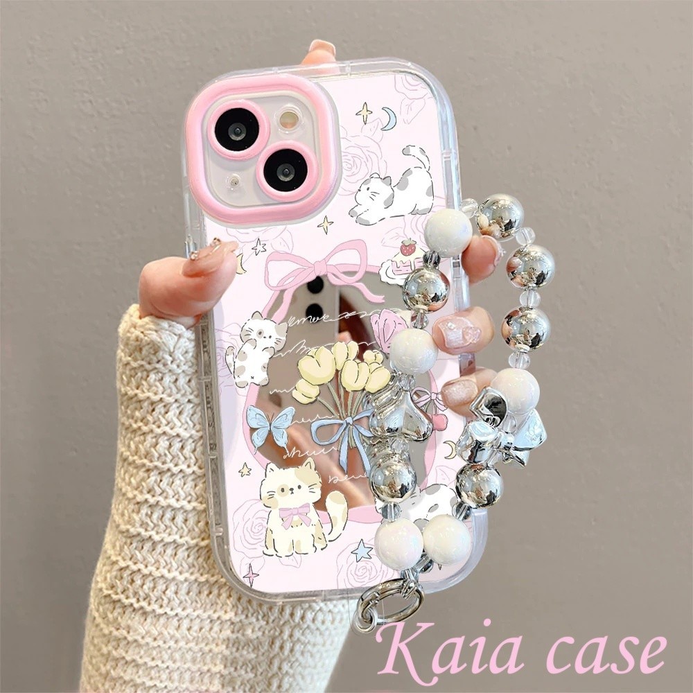 case VIVO Kucing Busur dengan Rantai Casing ponsel cocok untuk VIVO Y93NONE Y50 Y20 Y21 Y15S Y17S Y1