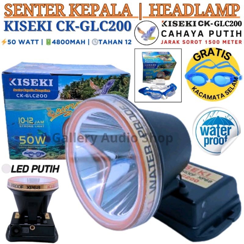 Senter Kepala Selam KISEKI CK-GLC200 50 Watt Super Terang | Senter Kepala Jumbo Light 6 Meter Dalam 