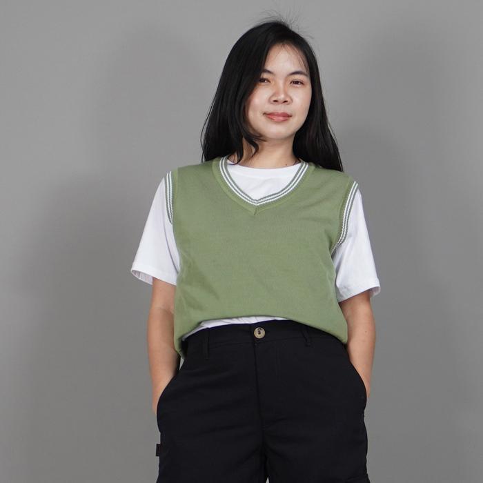 Okechuku Rompi Wanita Knit Vest Wanita Knit Outer LIST Outer Vest Rompi Vest Wanita Rompi Rajut Wani