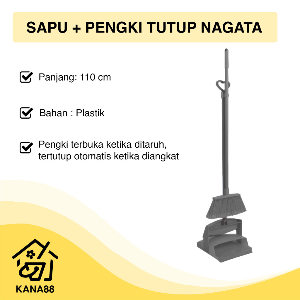 Sapu Pengki Tutup Set Nagata Abu Cleaning Tool Profesional Kana99