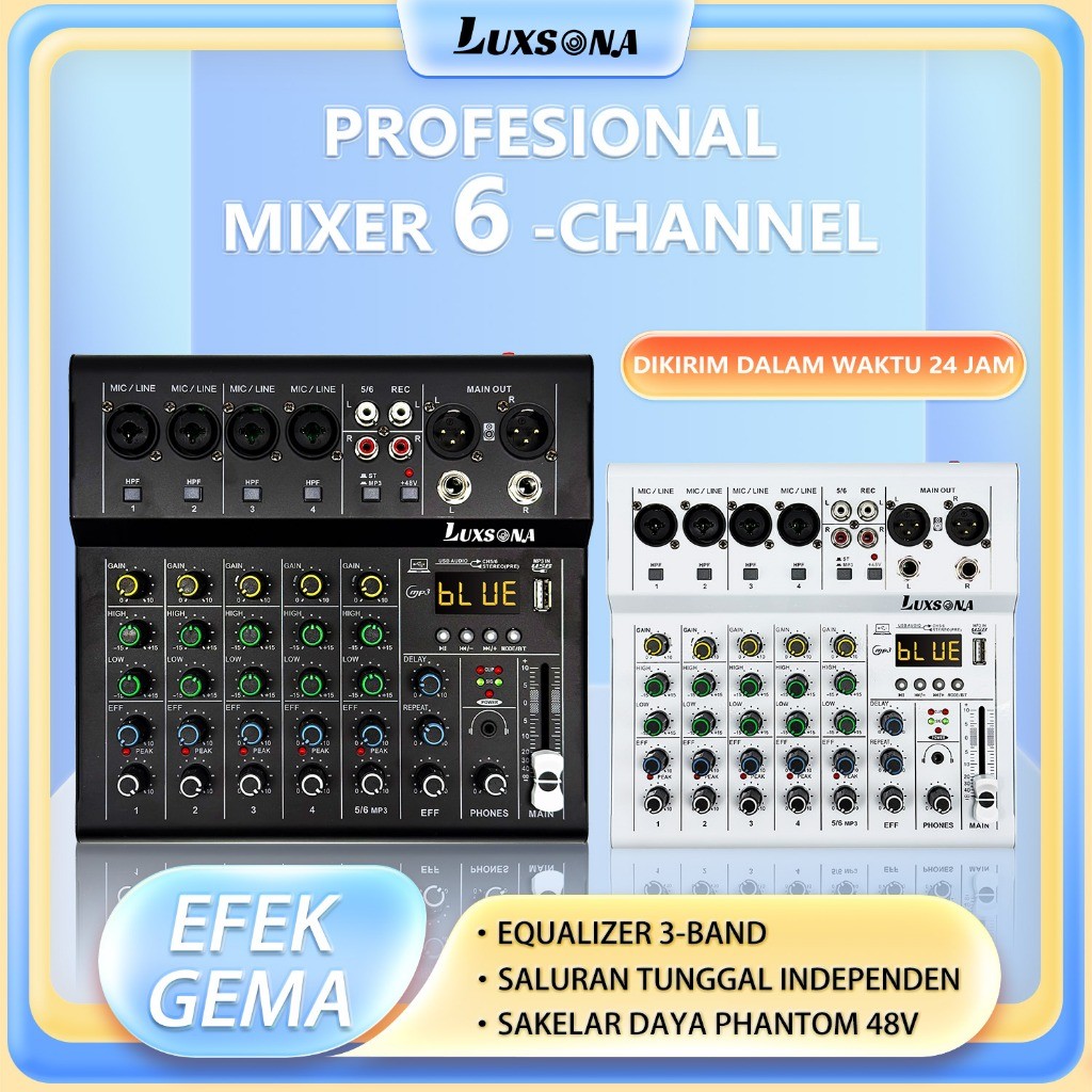 Mixer 6 chanel /mixer audio/Professional mixer 6 chanel murah/mixer mini/Soundcard USB Bluetooth Min