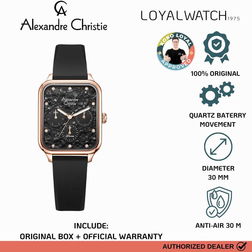 Jam Tangan Alexandre Christie Bloom Wanita 2A04 Rubber Original Garansi Resmi