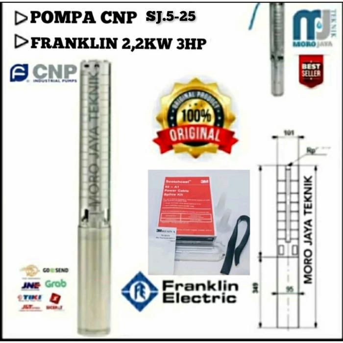 Pompa Franklin 3 HP 220 V Pompa Air Satelit CNP SJ5-25 Stainless Steel