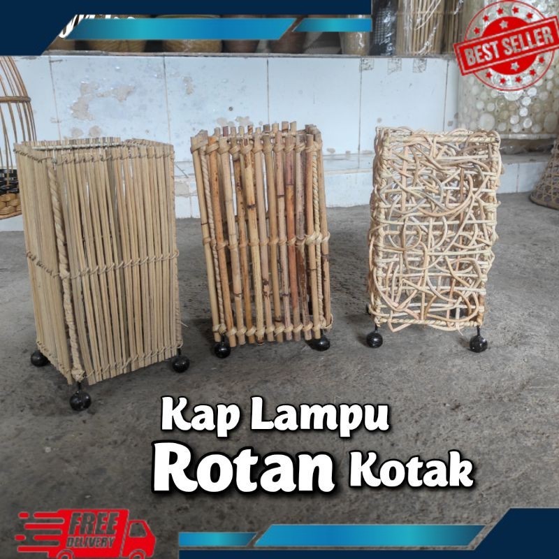 KAP LAMPU ROTAN KOTAK/KAP LAMPU ROTAN/LAMPU ROTAN/KAP LAMPU KOTAK/KAP LAMPU CAFE/LAMPU KAYU PALING D