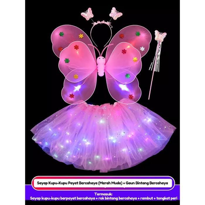 Sayap kupu kupu/Hadiah Tongkat Sihir Anak-anak/sayap peri anak cewe - PINK