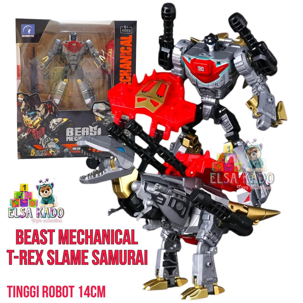 Dinobot Transform Beast Mechanical Dinosaurus Trex Slam Samurai Mainan Robot Figure Deformation