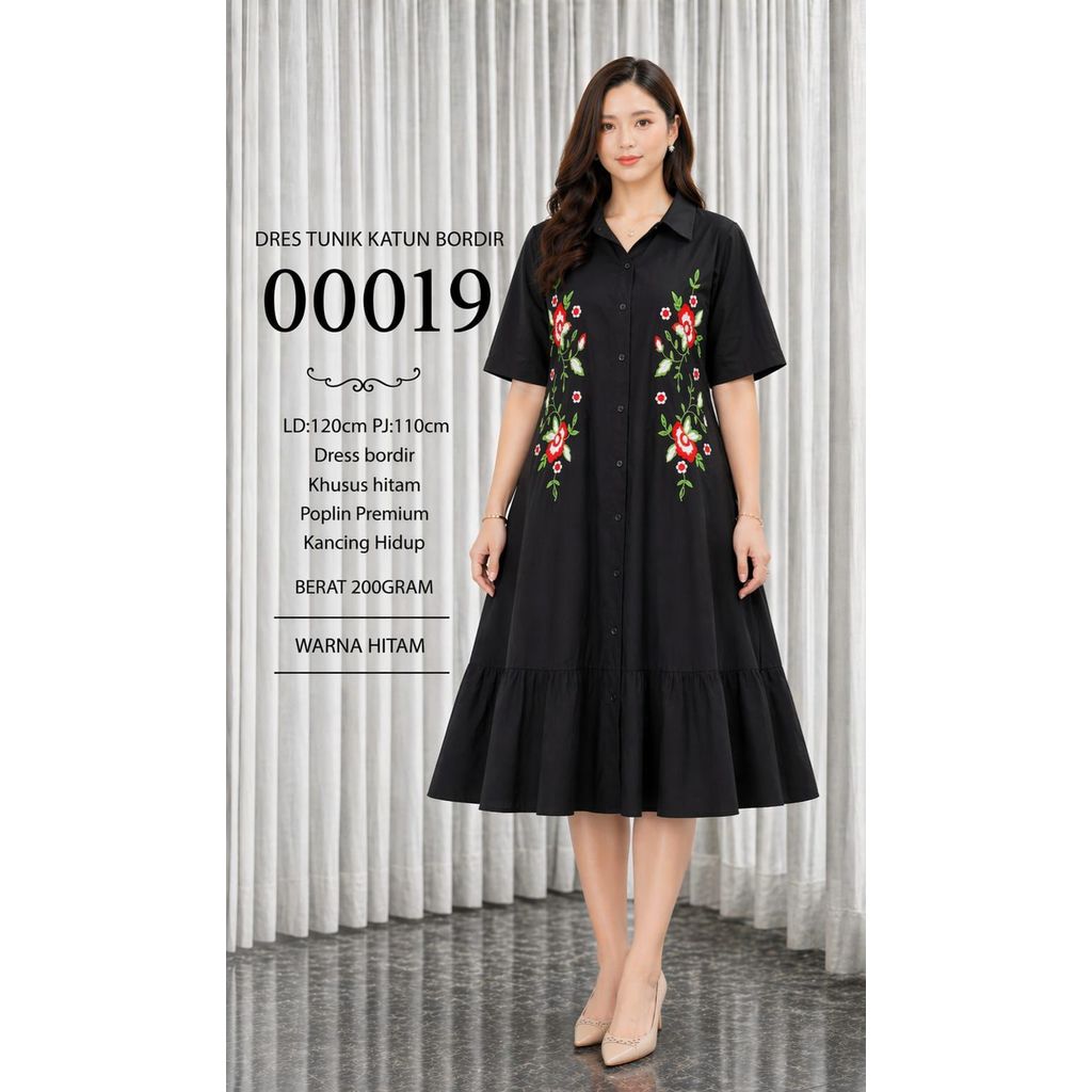 NEW DRES TUNIK KATUN BORDIR 00019 200GRAM#REALPICT