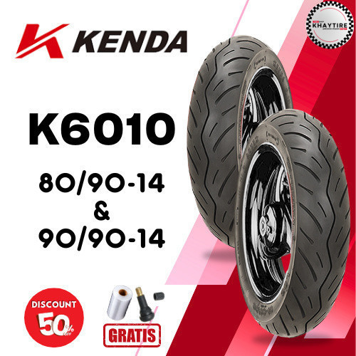 SEPASANG Ban Motor KENDA K6010 80/90 & 90/90 RING 14 Tubeless
