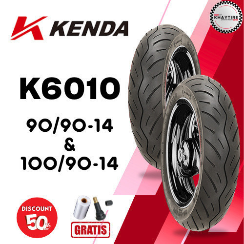 SEPASANG Ban Motor KENDA K6010 90/90 & 100/90 RING 14 Tubeless