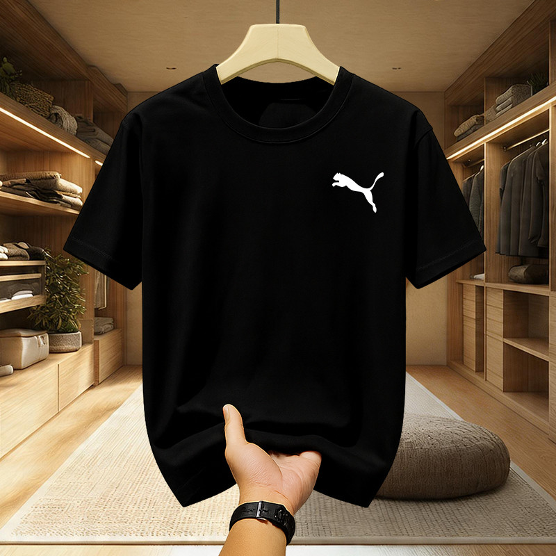 Kaos T-shirt Unisex Puma 100% Katun 24S Premium - Baju Casual Santai Harian Pria Wanita