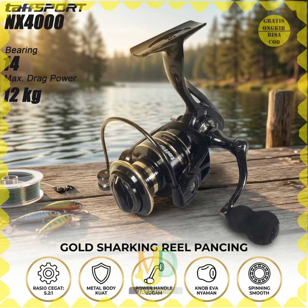 TaffSPORT Reel Pancing Spinning Fishing Reel 5.2:1 4000 - NX4000 -MJD-