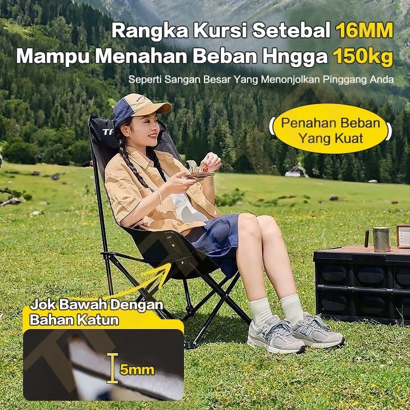 Kursi Lipat Sandaran Tinggi Dengan Sandaran Kepala Busa Kursi Camping Beban 150kg