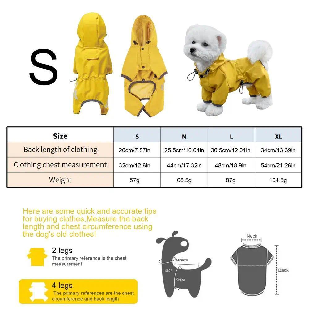 Raincoat for Dogs Adjustable Lightweight Clothes Rain Jacket for Dogs for Winter ristmas Halloween S