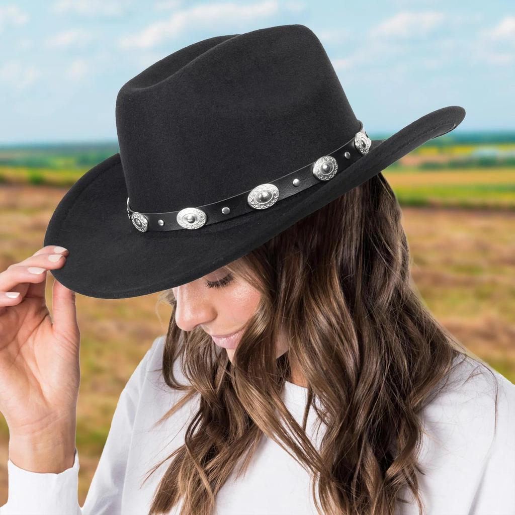 Western Style Cowboy Hat For Women Fashionable Trendy Formal Hat Summer Sun Protection Wide Brimmed 