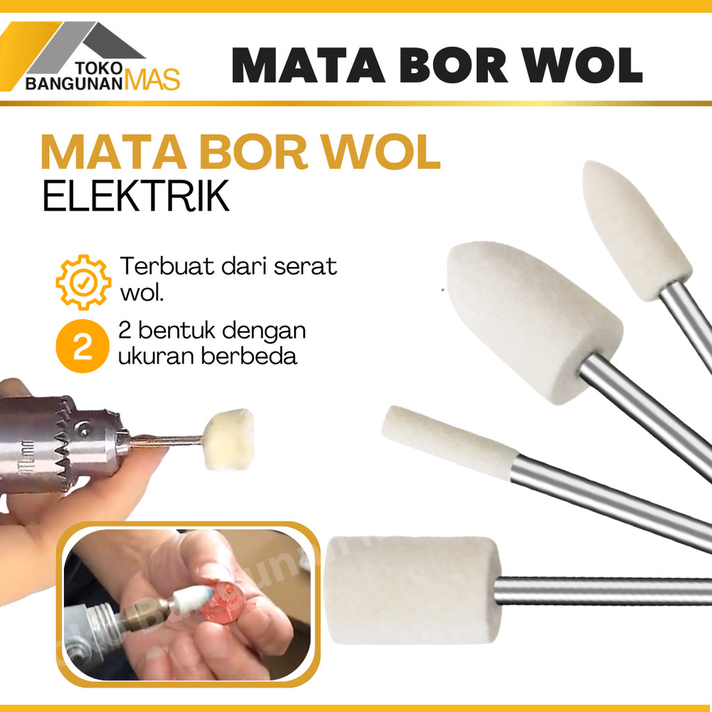 Mata Bor Poles WOl MINI  Felt Mounted Point Wool Poles Bur Poles Wool Mata Bor Busa Wol TERMURAH