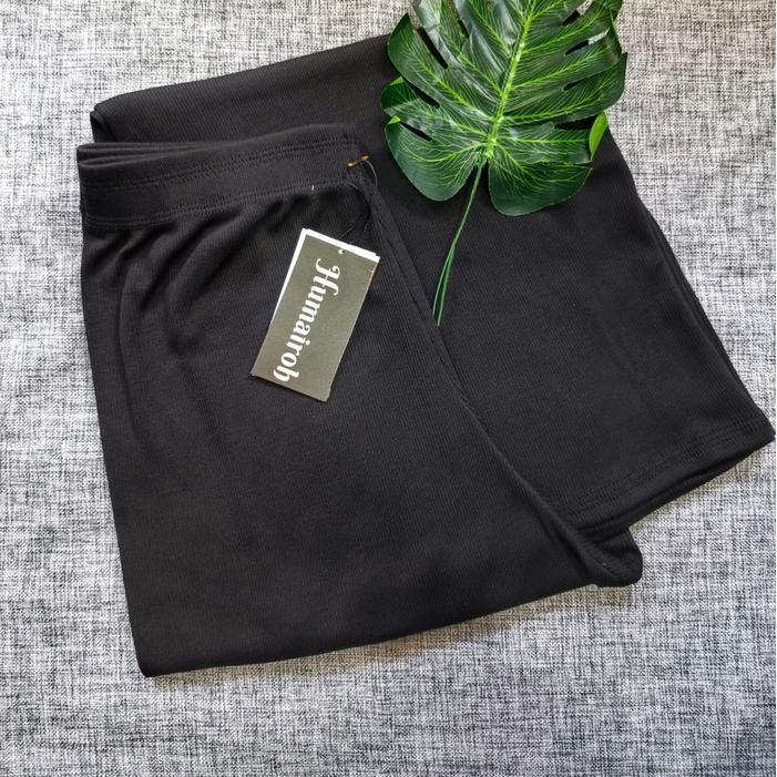 Celana Kulot JUMBO( XXXL ) Bahan Rib Rajut - hitam