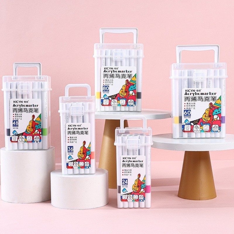 Spidol 24/36 Warna Minyak Propilen Ganda Set / Spidol Warna Warni 1 Set / 2 Sisi Spidol Warna