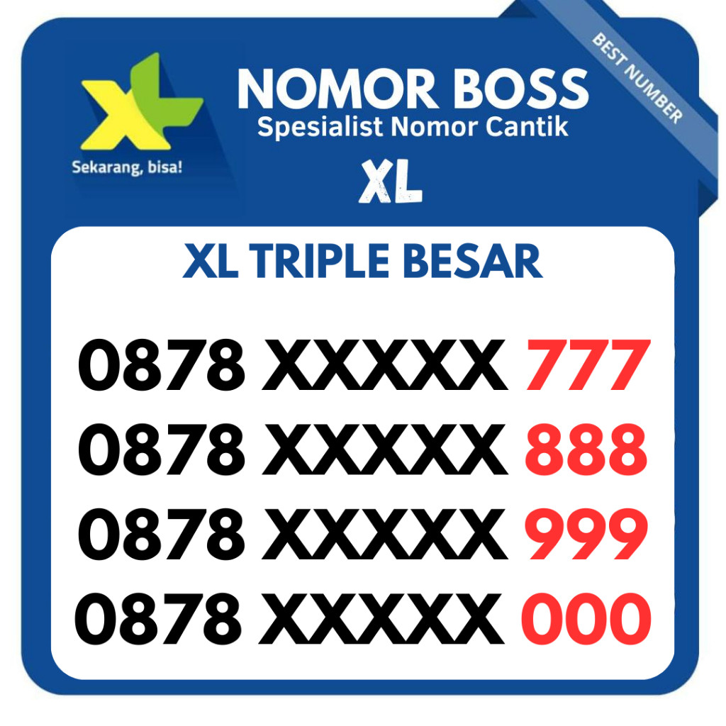 Nomor cantik XL 4G 777 888 999 000 