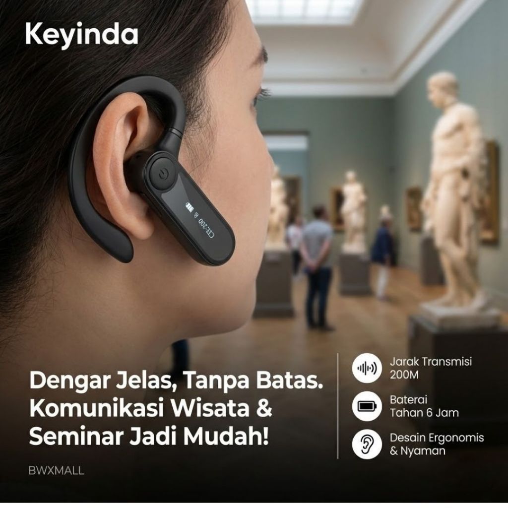 Keyinda 7901R Wireless Audio Tour Guide Receiver Ear Hook 2.4G LCD Display Alat Headset Tour Guide W