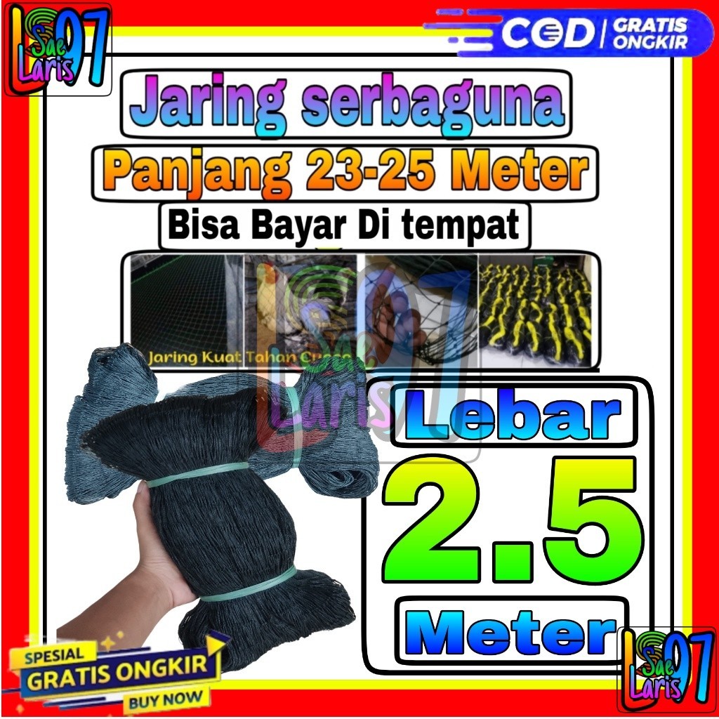 Jaring Ayam Bahan Nylon Tebal Lebar 2,5 
Meter x 25 Meter Lubang 3,5cm Jaring Ayam Awet Tahan Cuaca 