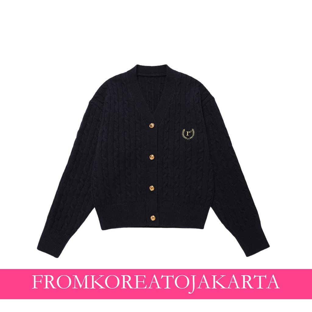 Rolarola V Neck Cable Cardigan - Navy