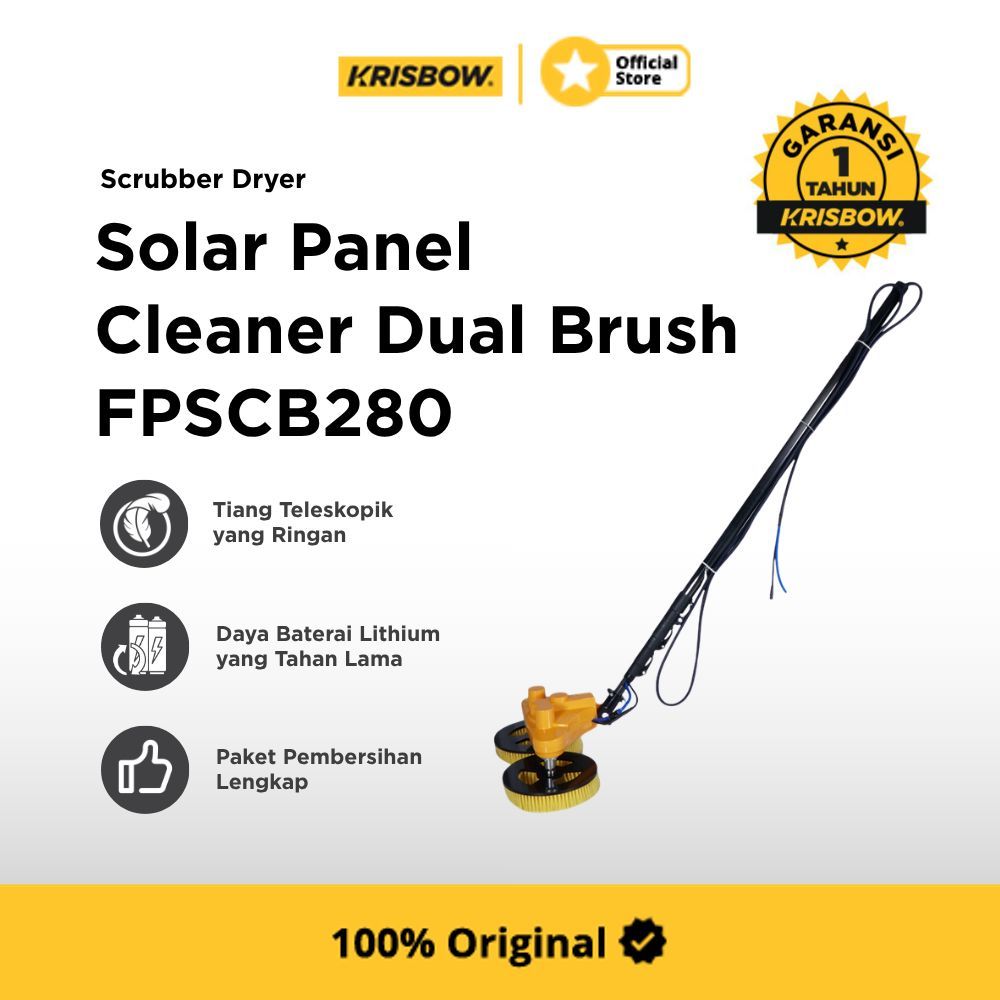 Krisbow Alat Pembersih Panel Surya Dual Brush Fpscb280 - Mix Solar Panel Cleaner