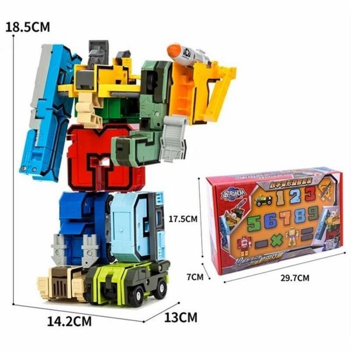 mainan robot angka bongkar pasang jadi robot transformer