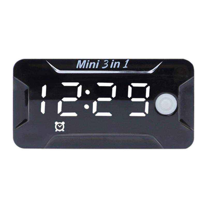 3-In-1 Universal Motorcycle Digital Time Clock Thermometer Voltage Voltmeter Waterproof Tester Batte