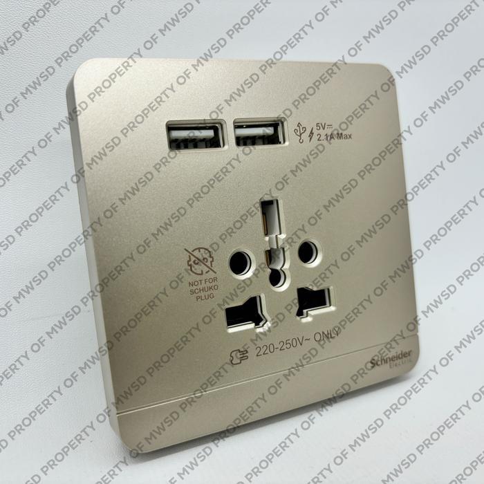 SCHNEIDER AVATARON INT SOCKET W USB 2.1A WINE GOLD E8342616USB_WG ...Eletronik