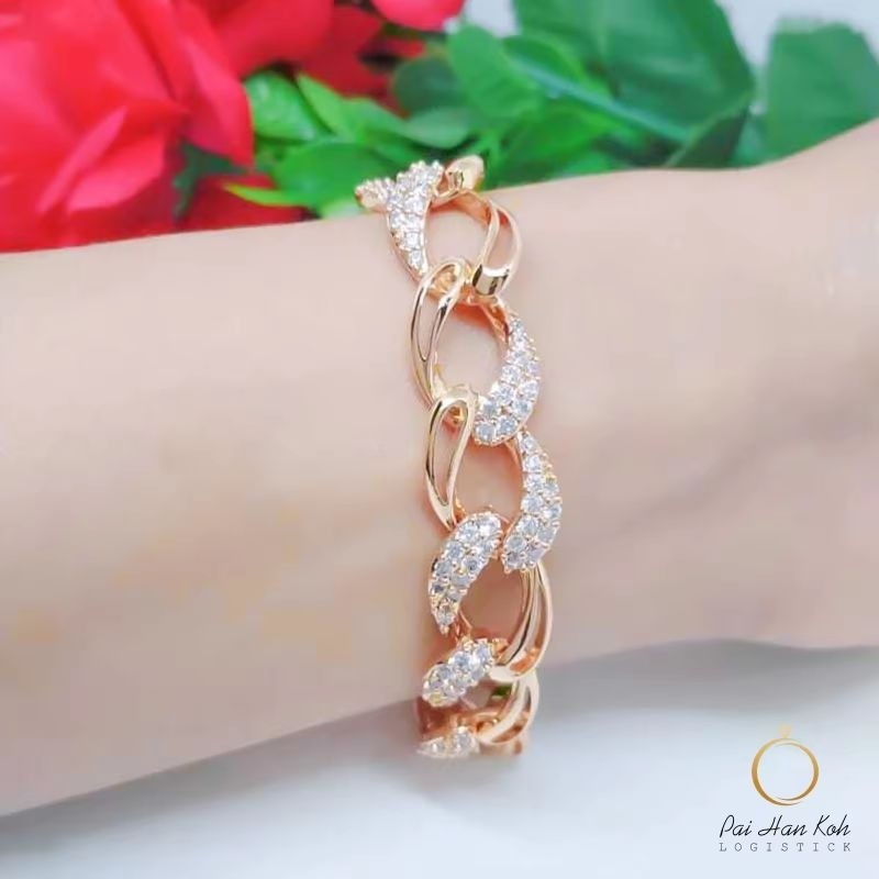 Gelang Rantai Perhiasan Wanita Lapis Emas Dan Full Permata Simple Dan Elegant GELANG.02