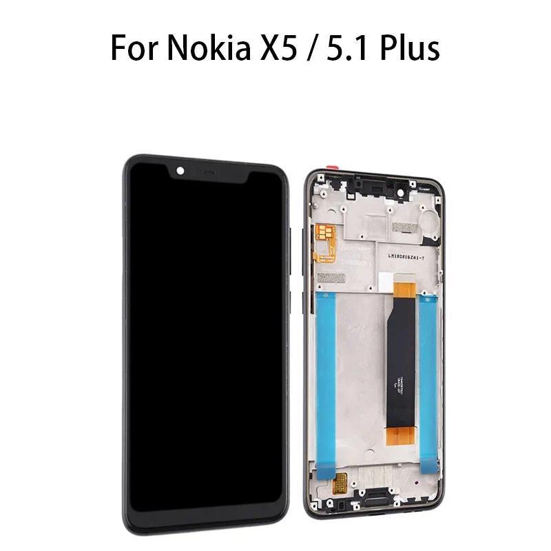LCD splay Tou Screen gitizer Assembly (With Frame) For Nokia X5 / 5.1 Plus