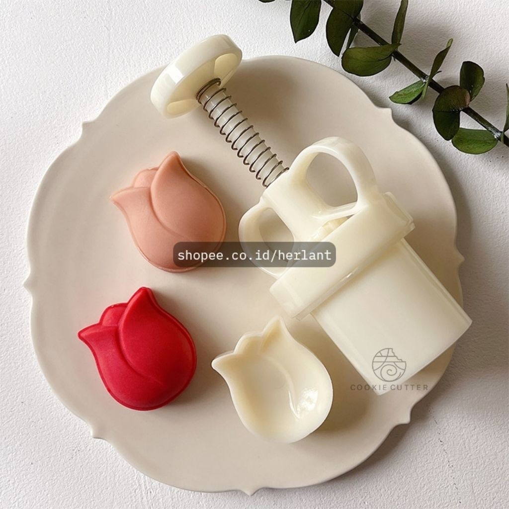 HH Cetakan Bunga Tulip 50gr Kue Bulan Stempel Nastar Flower Mooncake Mold Cake Plunger