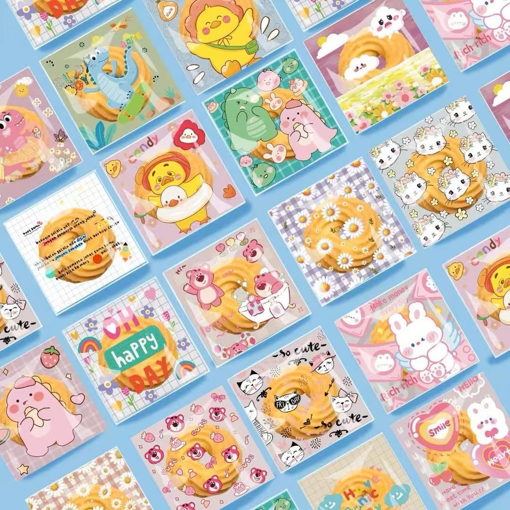 (Grosirpaperbag881) 100pcs Plastik Opp Cookies 7x7/10x10/12X12CM  Opp Unyu Plastik Bungkus Permen Lu