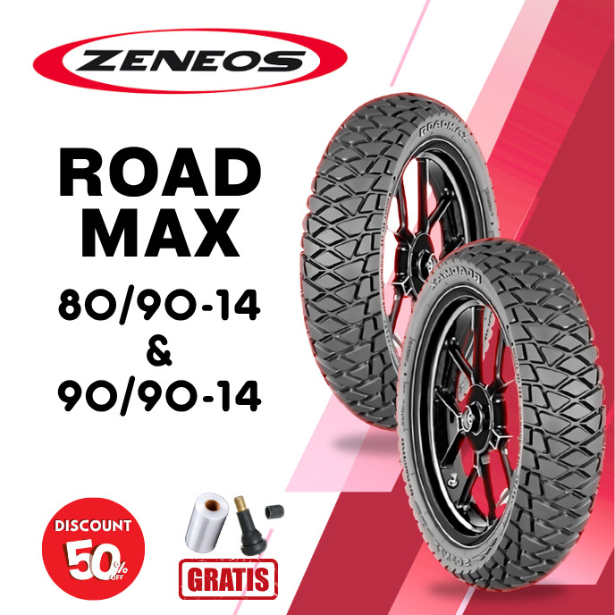 SEPASANG Ban Motor ZENEOS ROADMAX 80/90 & 90/90 RING 14 Tubeless