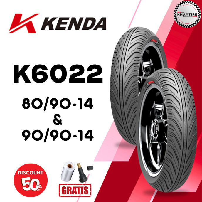 SEPASANG Ban Motor KENDA K6022 80/90 & 90/90 RING 14 Tubeless