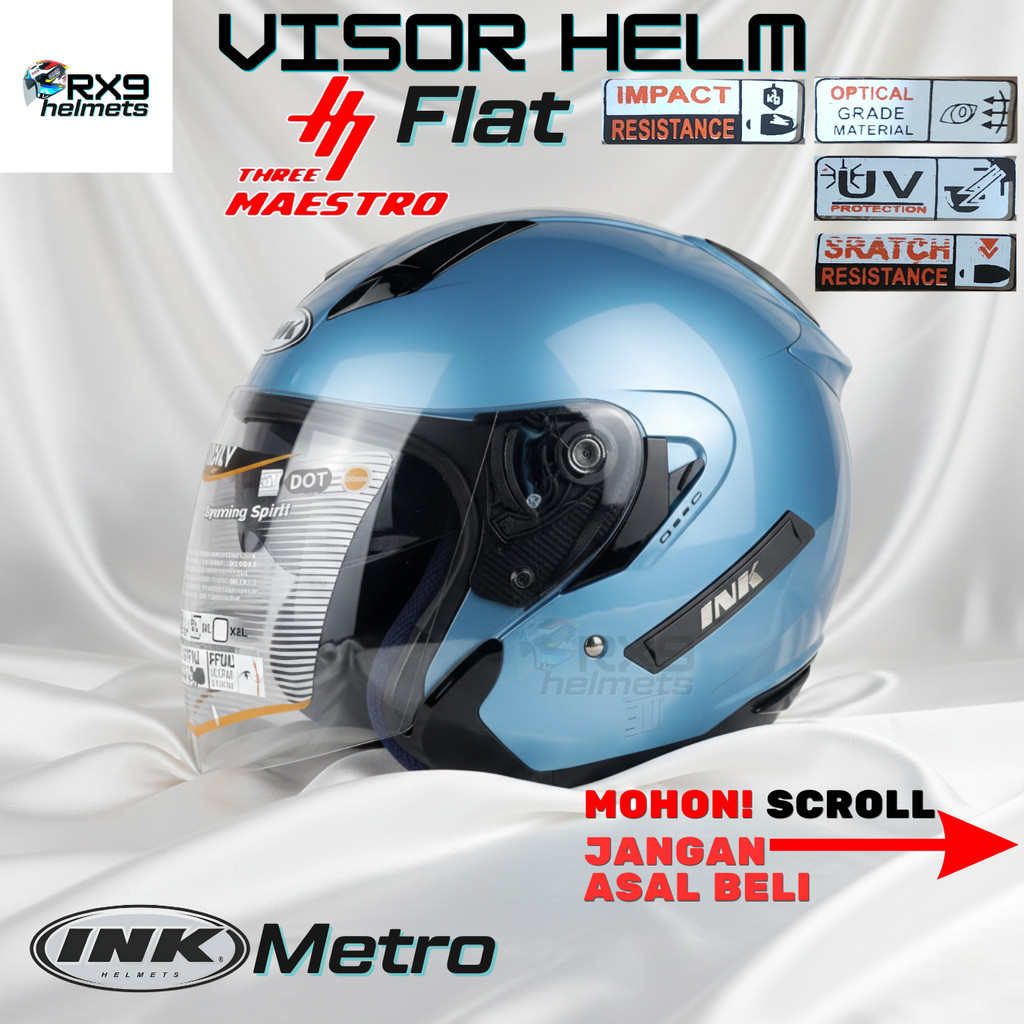 Helm INK METRO metro2 KACA Visor Helmet FLAT free Rachet Three maestro iridium murah tm2

